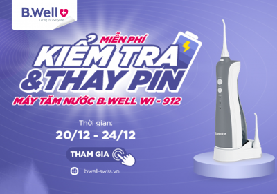 CHƯƠNG TRÌNH KIỂM TRA & THAY PIN MÁY TĂM NƯỚC  B.WELL WI-912...